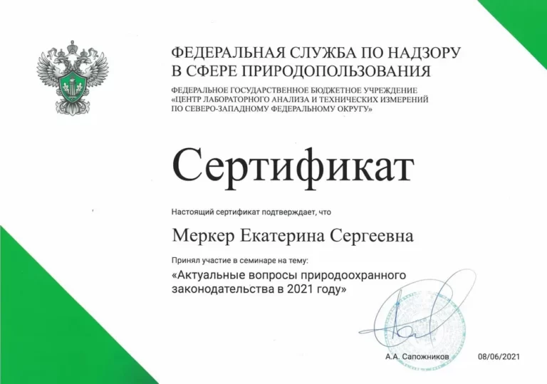 Сертификат Екатерины Меркер